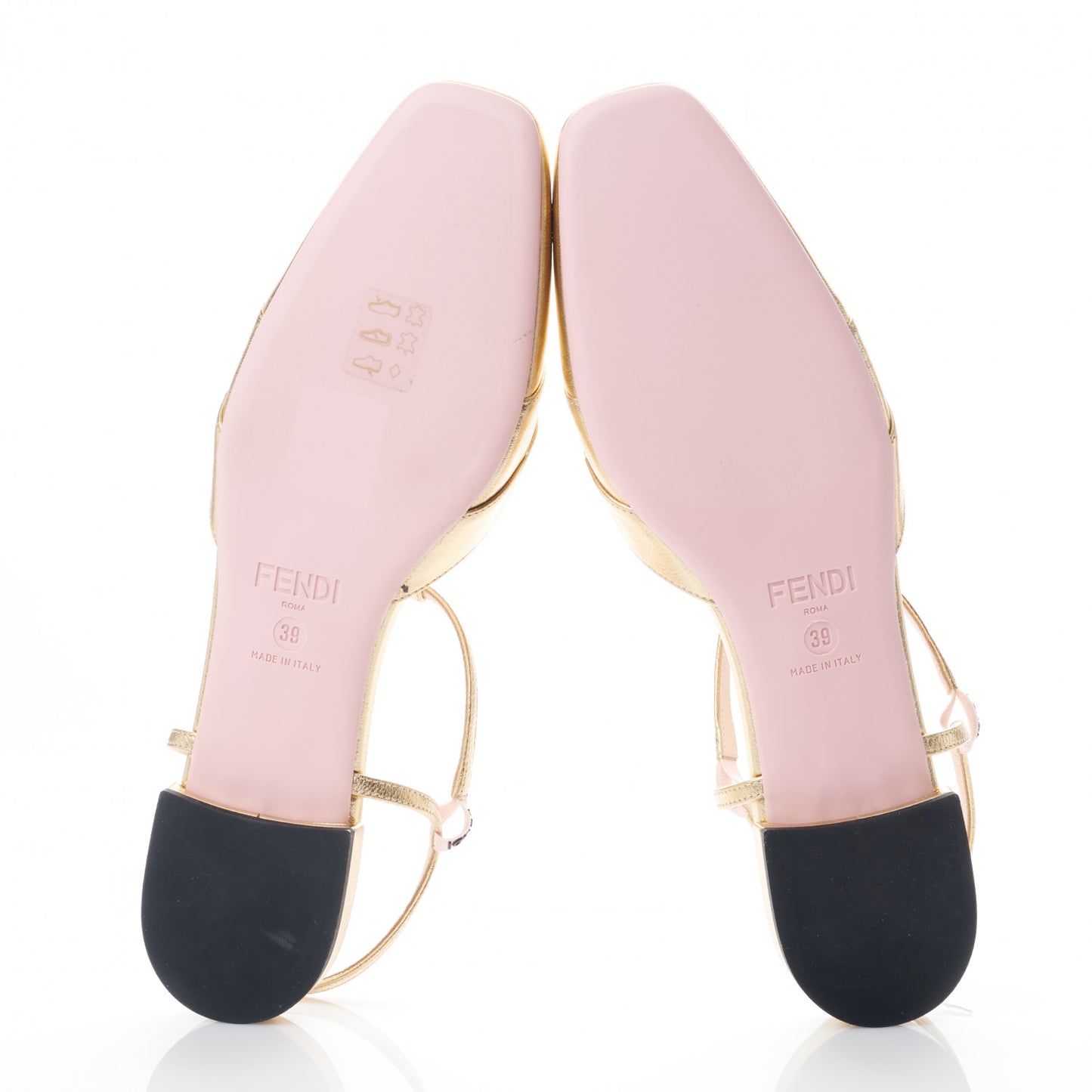 Metallic Calfskin T-strap Square Toe Flat 39 Gold