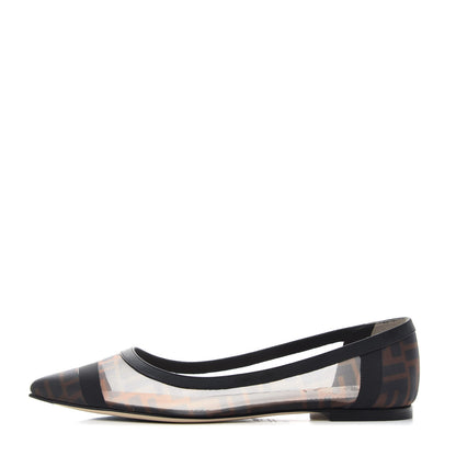 Fendi Mesh FF Skimmer Ballerina Flats 39 Tobacco Moro Black 1 of 10
