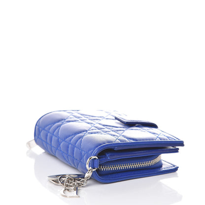 Christian Dior Lambskin Cannage Lady Dior Eden Wallet Blue 4 of 9