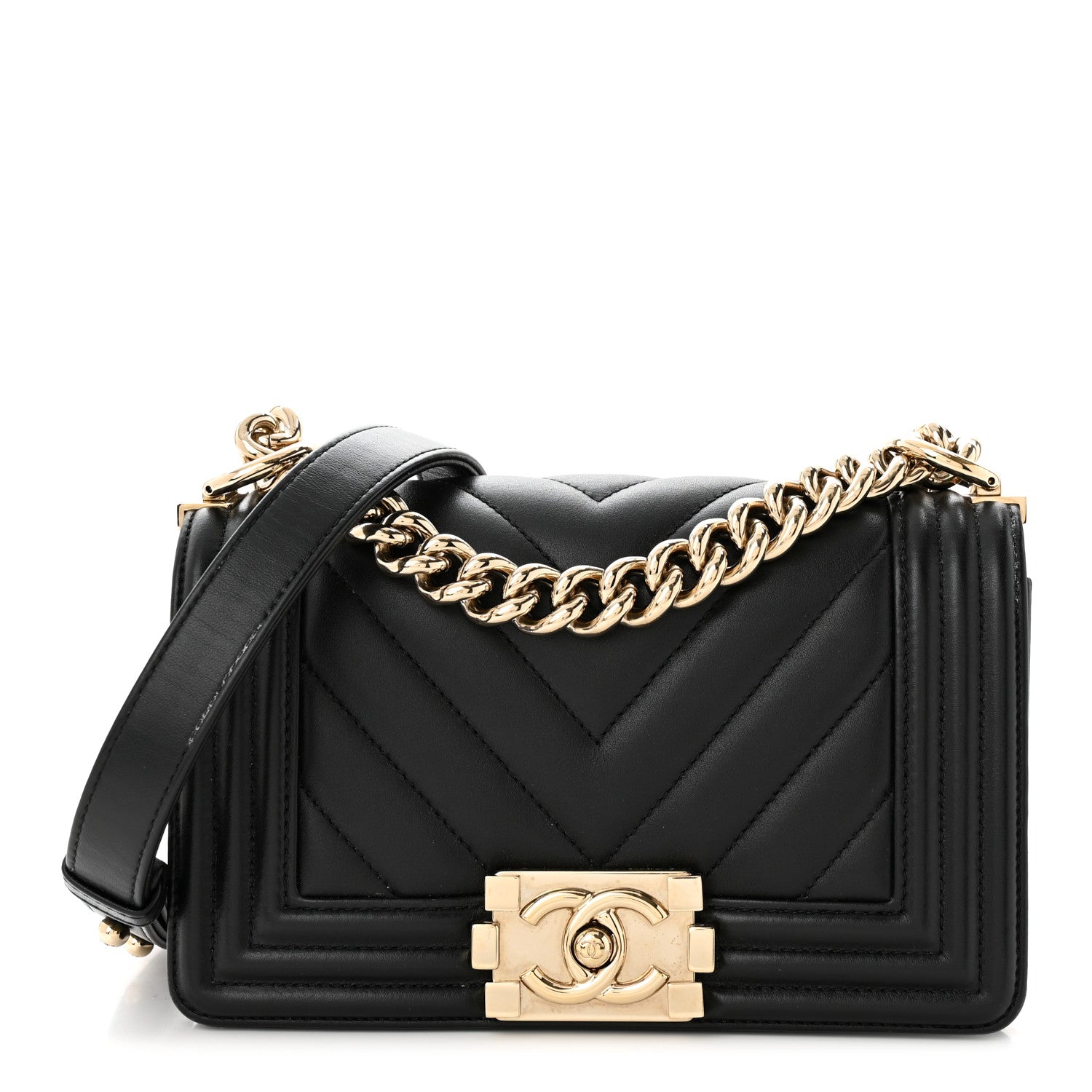 Chanel Calfskin Chevron Quilted Small Boy Flap Black 1 of 15