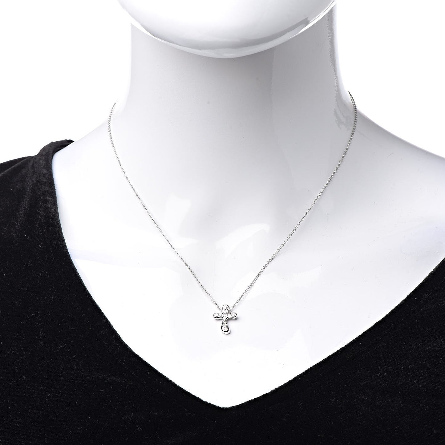 Platinum Diamond 14mm Elsa Peretti Cross Pendant Necklace
