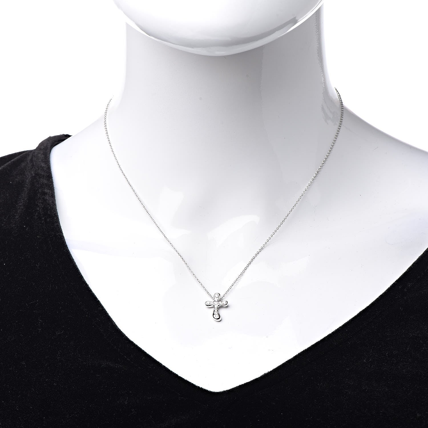 Tiffany Platinum Diamond 14mm Elsa Peretti Cross Pendant Necklace 2 of 8