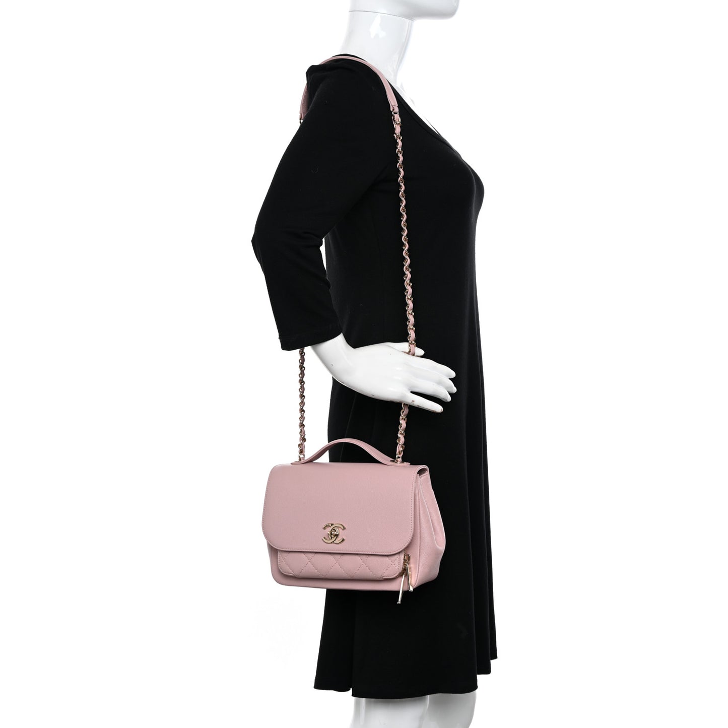 Caviar Quilted Medium Business Affinity Flap Light Pink
