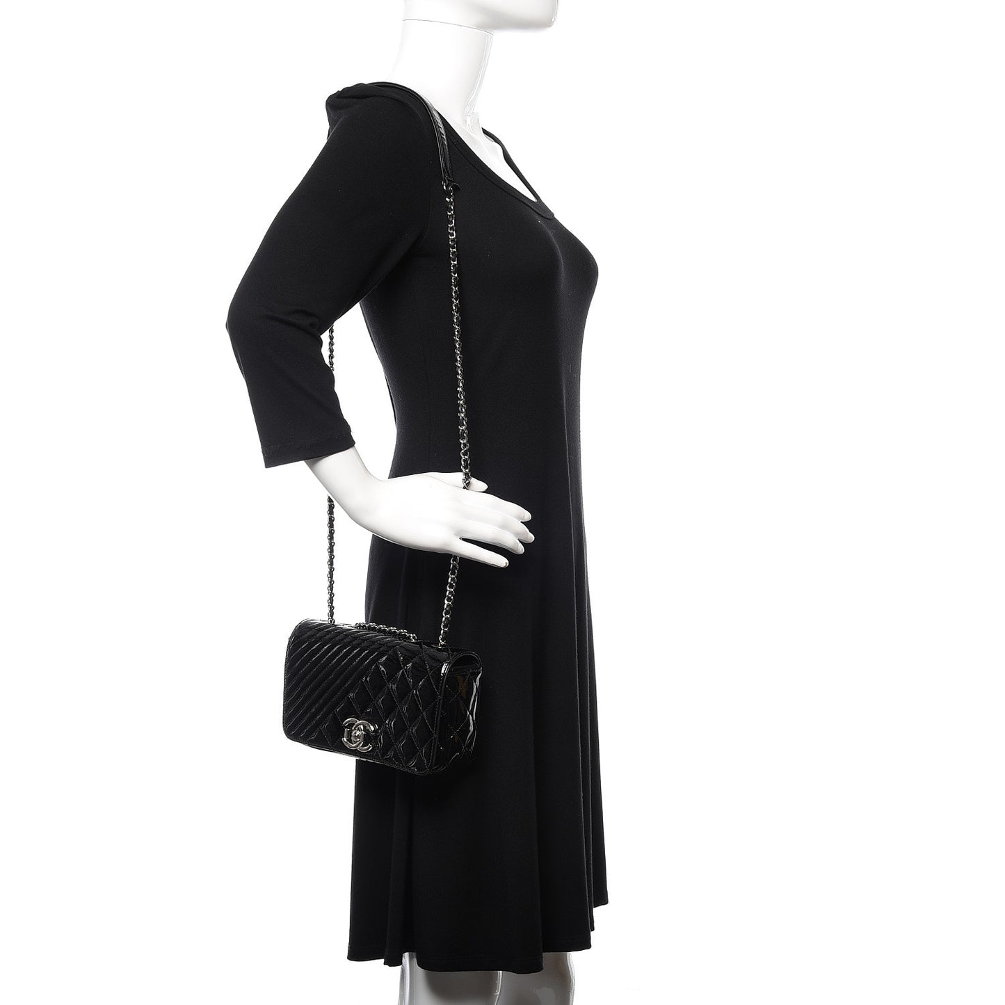 Patent Quilted Small Coco Boy Flap Black