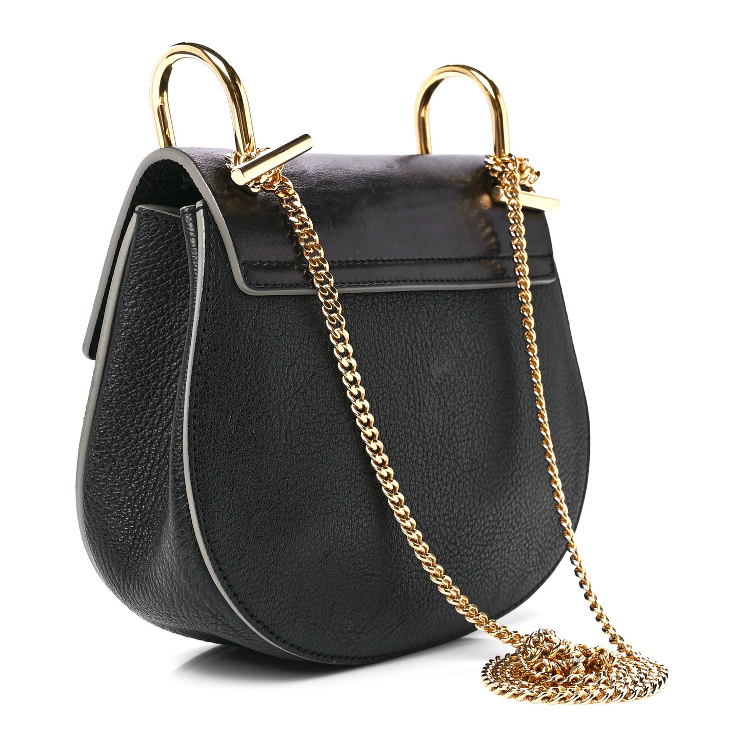 Grained Calfskin Lambskin Mini Drew Shoulder Bag Black