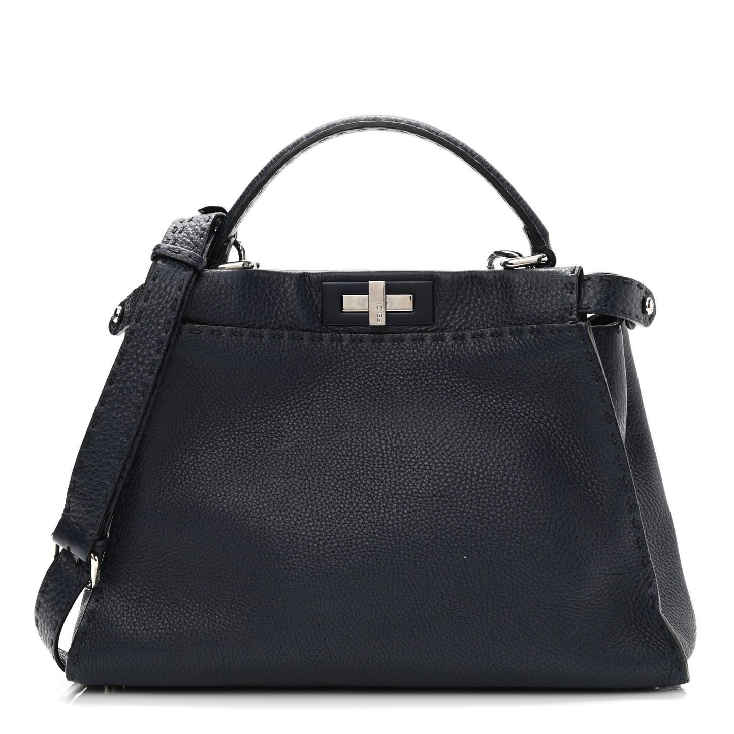 Cuoio Romano Selleria Medium Peekaboo Iconic Satchel Blue Notte