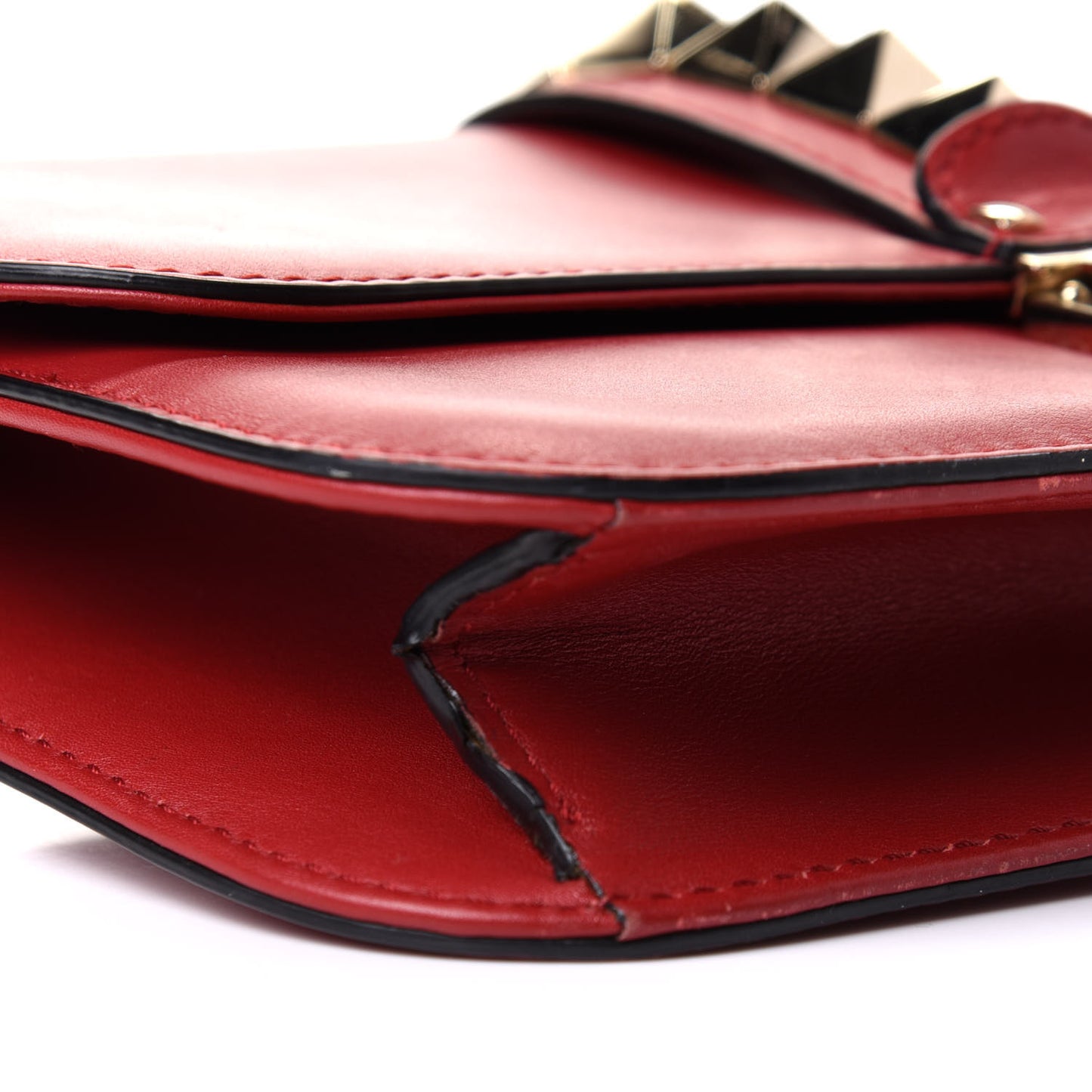 Vitello Medium Glam Lock Rockstud Flap Rubino