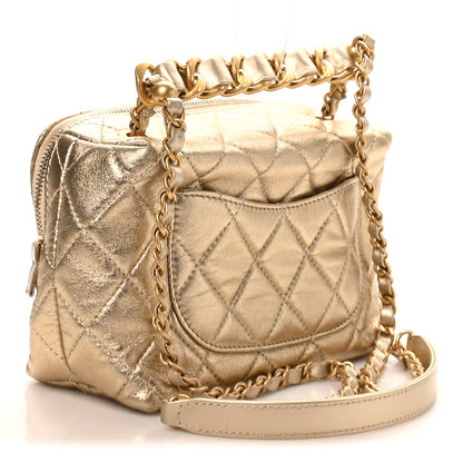 Chanel Metallic Lambskin Quilted Mini Bowling Bag Gold 3 of 10