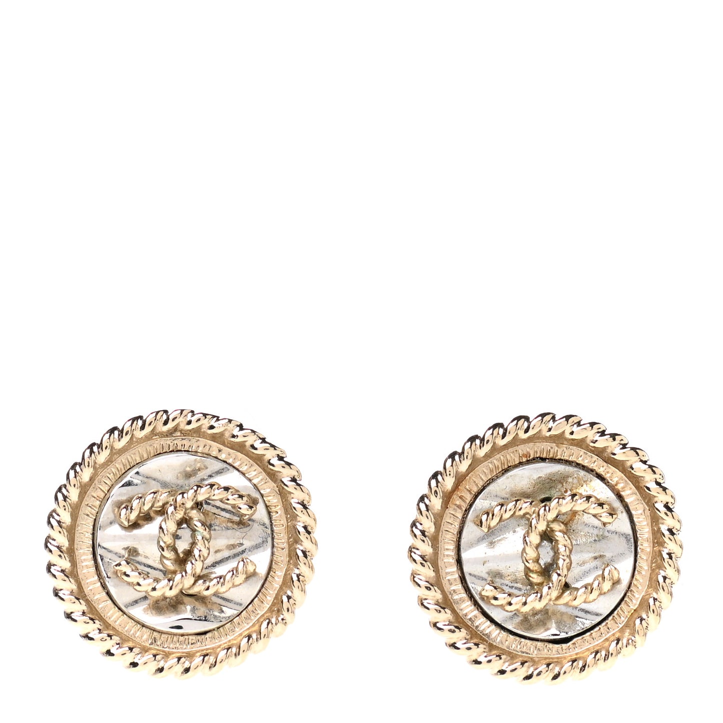 Twisted CC Round Earrings Gold Silver