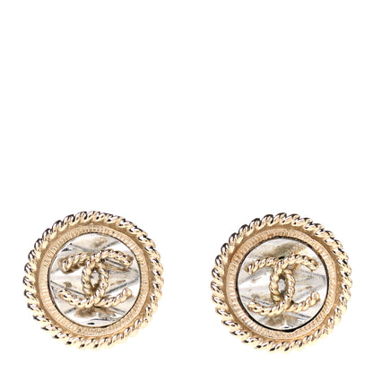 Chanel Twisted CC Round Earrings Gold Silver 1 of 5