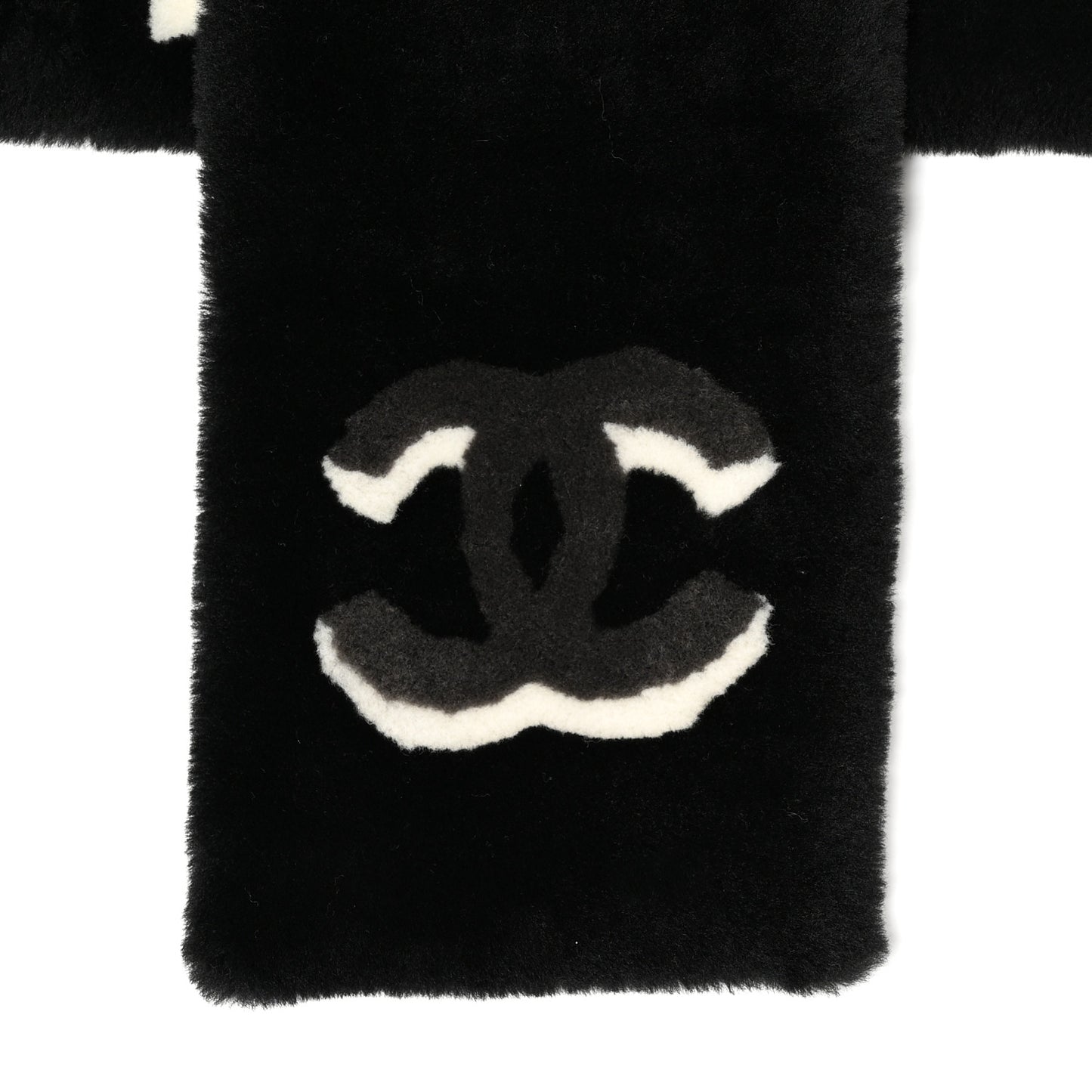 Shearling Cashmere CC Scarf Black White