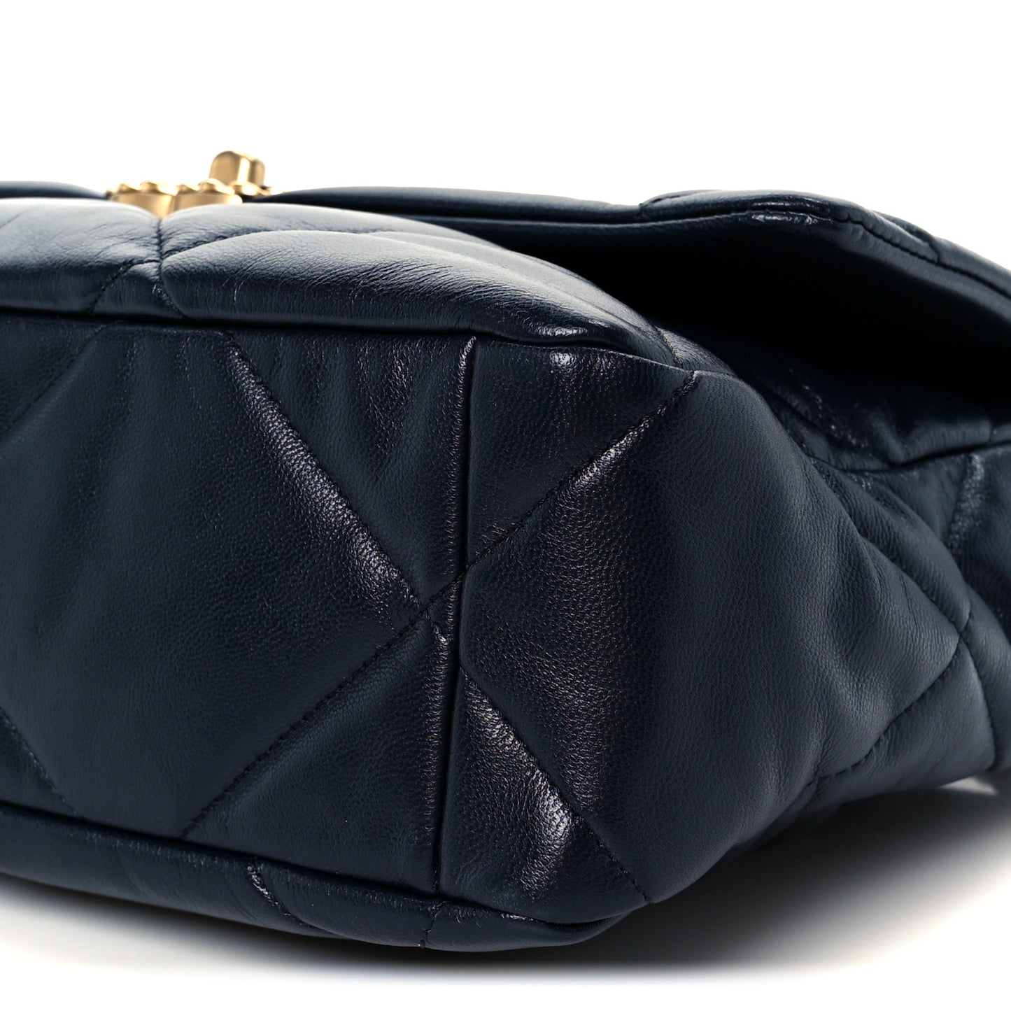 Goatskin Quilted Large Chanel 19 Flap Navy Blue