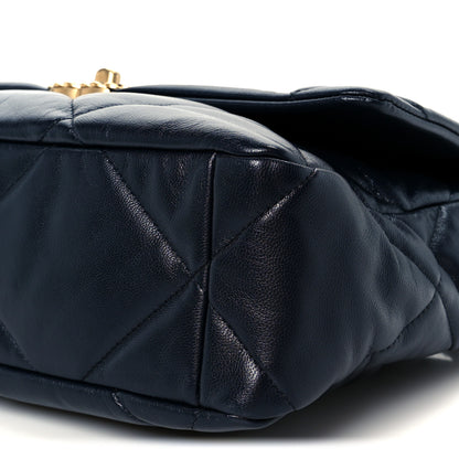 Chanel Goatskin Quilted Large Chanel 19 Flap Navy Blue 10 of 10