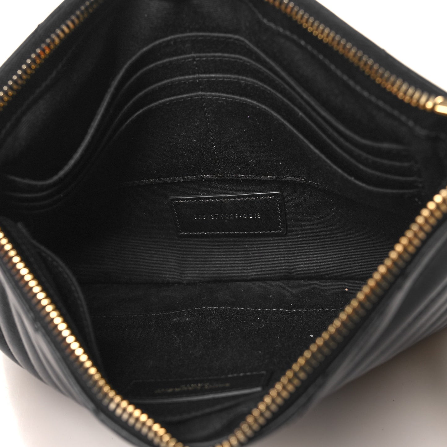Calfskin Matelasse Chevron Monogram A5 Wristlet Black