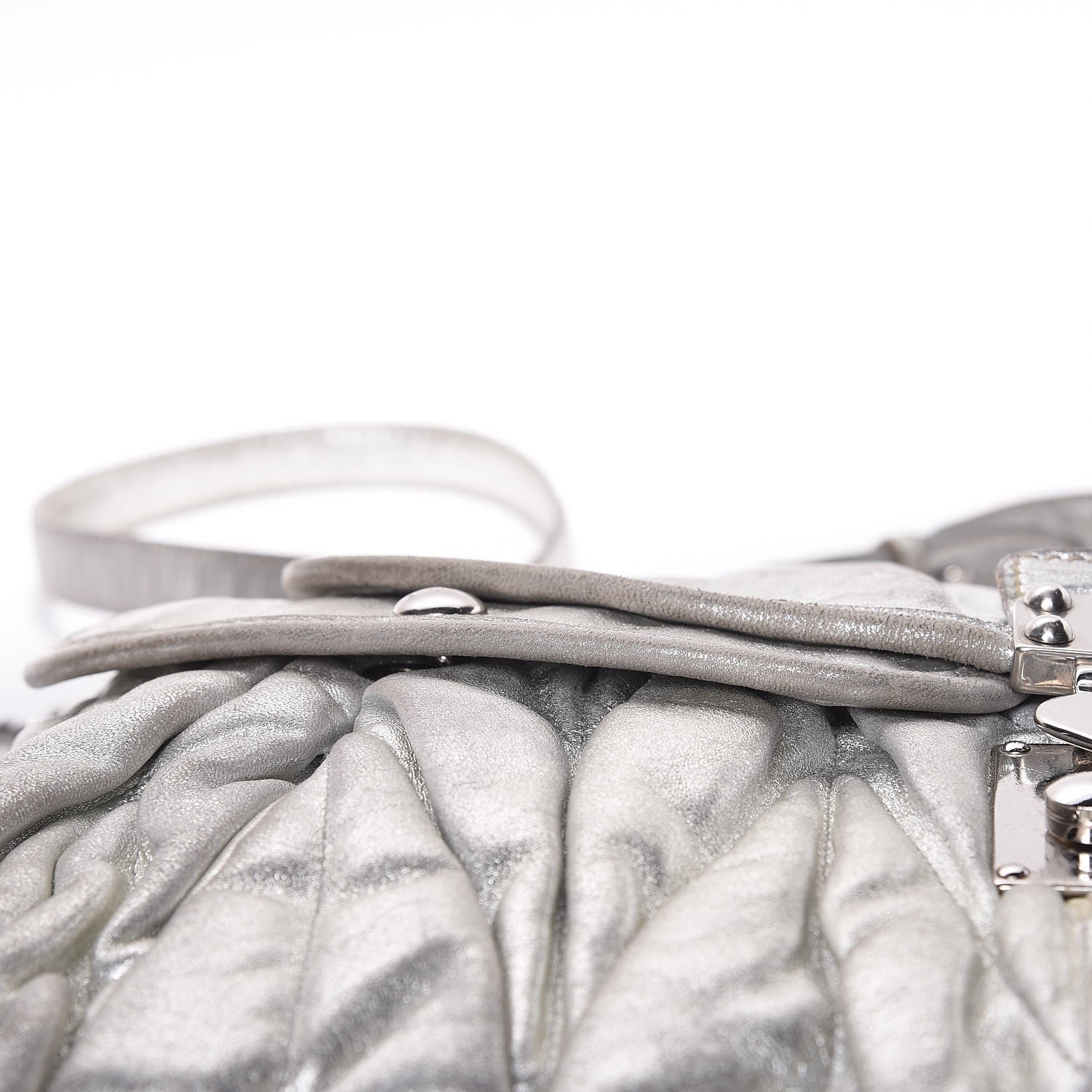 Miu Miu Metallic Nappa Matelasse Coffer Silver 14 of 22