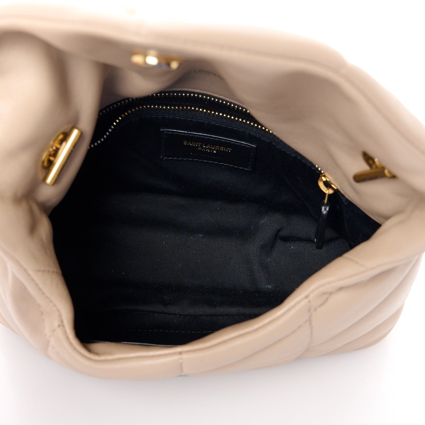 Lambskin Quilted Toy Loulou Puffer Monogram Chain Satchel Dark Beige