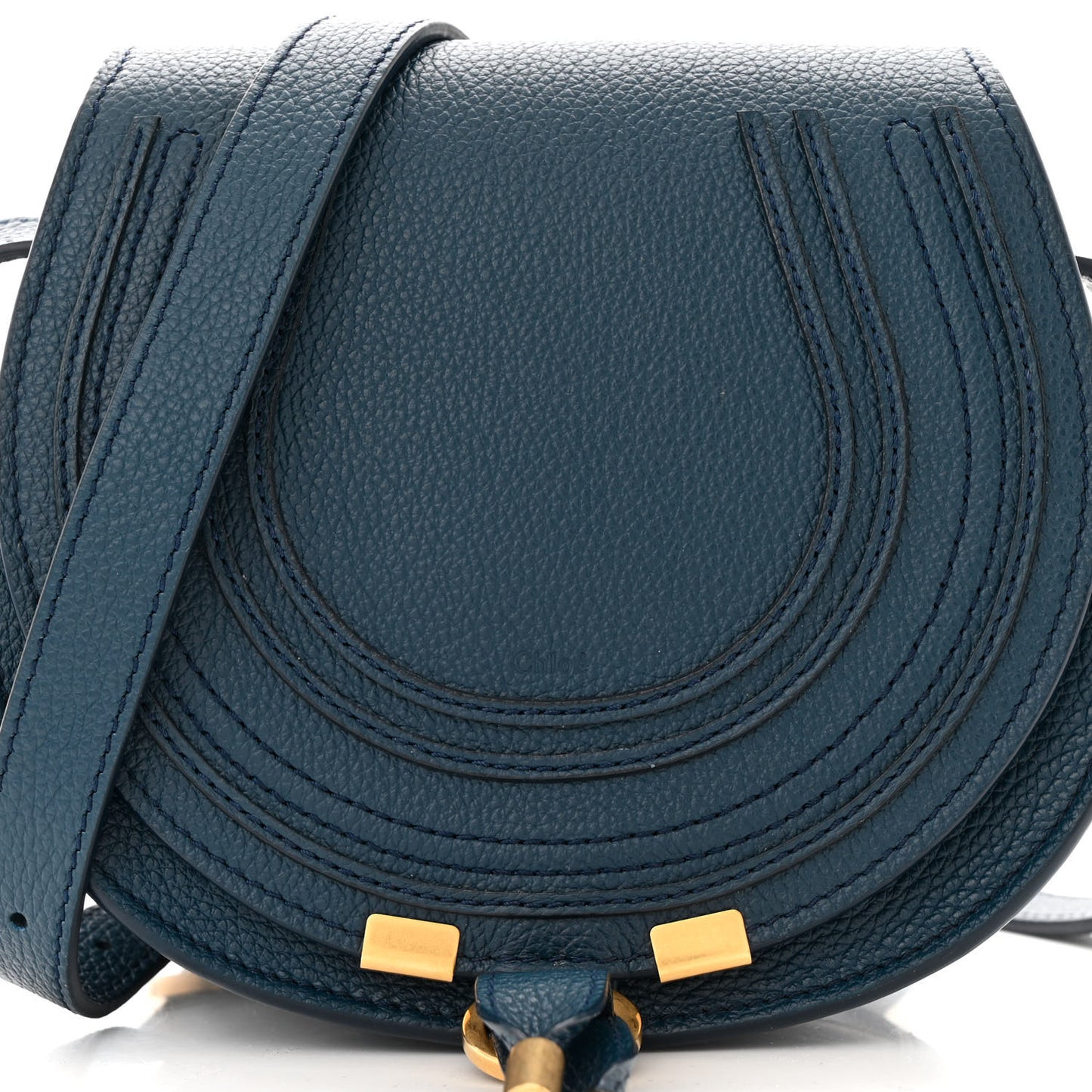Grained Calfskin Small Marcie Saddle Bag Navy