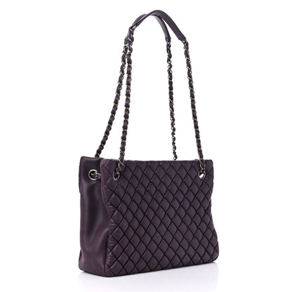 Chanel Iridescent Calfskin New Bubble Quilt Small Tote Plum 3 of 12