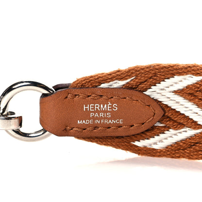 Hermes Toile Swift 25mm Sangle ZigZag Shoulder Strap Gold White 3 of 7
