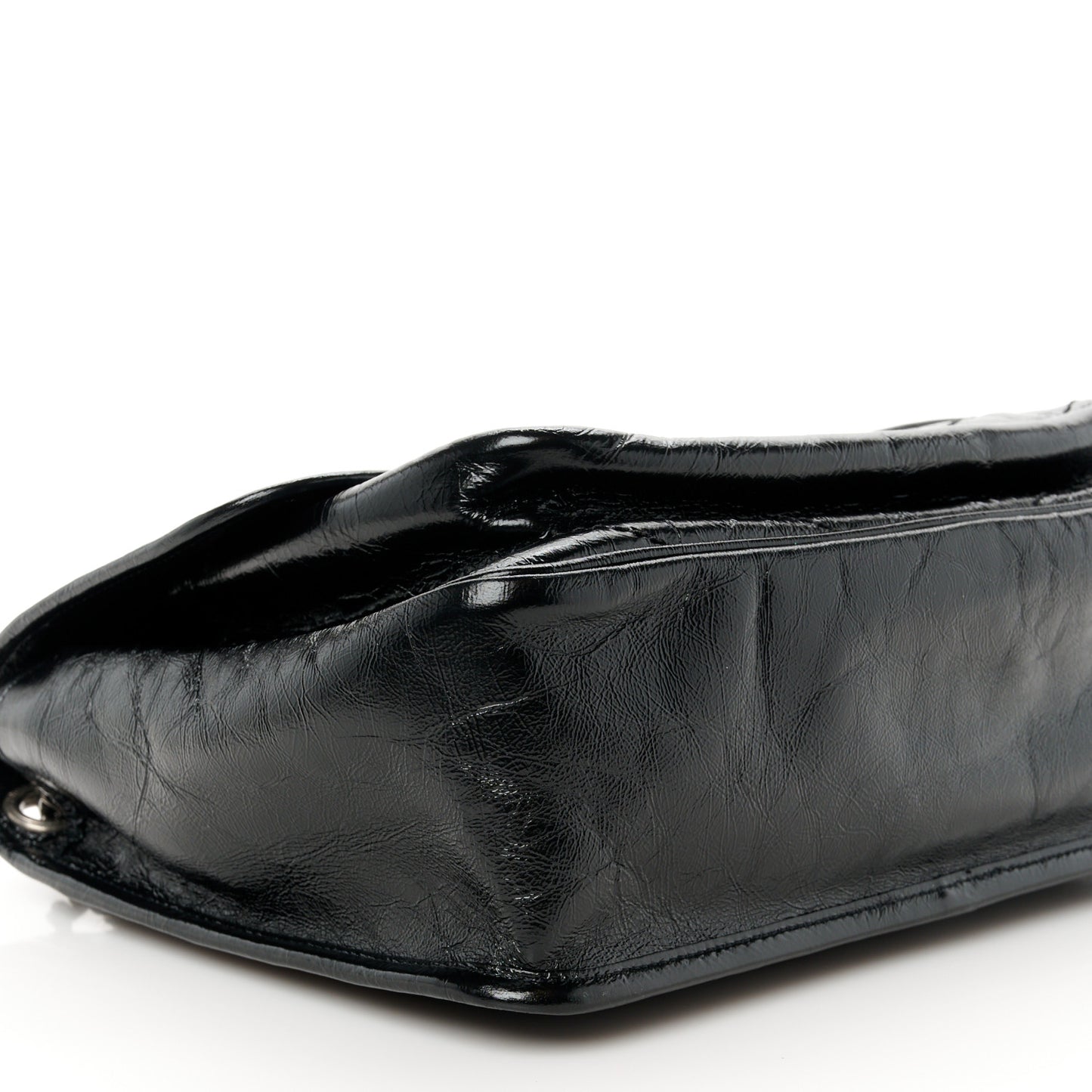 Crinkled Calfskin Matelasse Monogram Medium Niki Chain Satchel Black