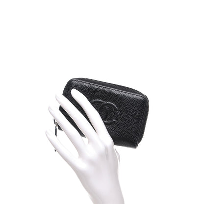 Chanel Caviar Timeless CC Zip Around Coin Purse Black 2 of 8