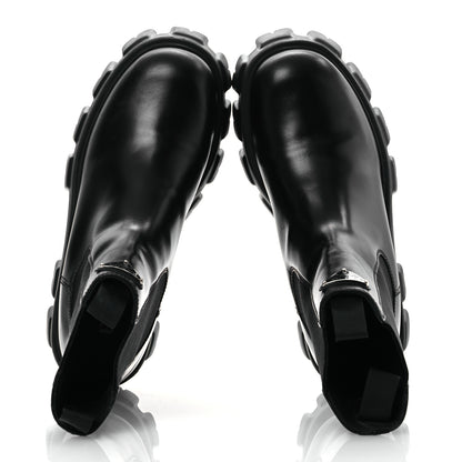 Prada Spazzolato Rois Triangle Monolith Chelsea 55mm Boots 39 Black 2 of 11