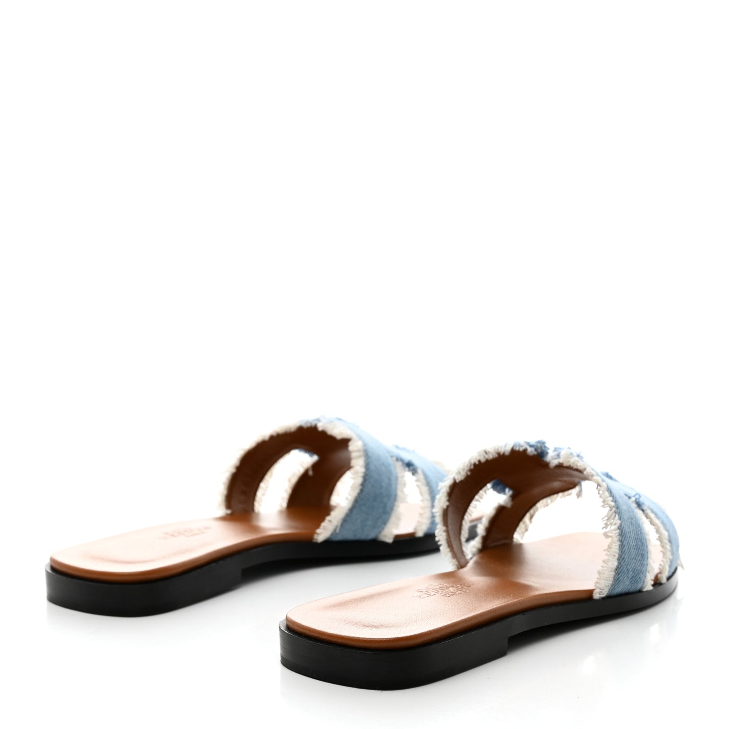 Denim Oran Fringe Sandals 36 Bleu Clair