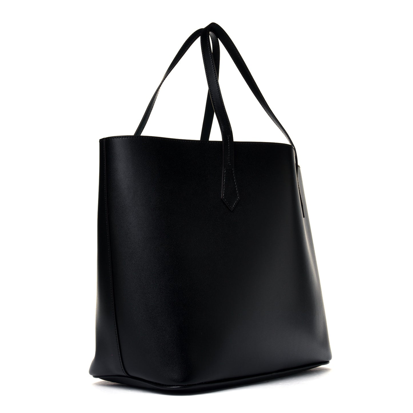 Calfskin Logo Print Wing Shopping Bag Black