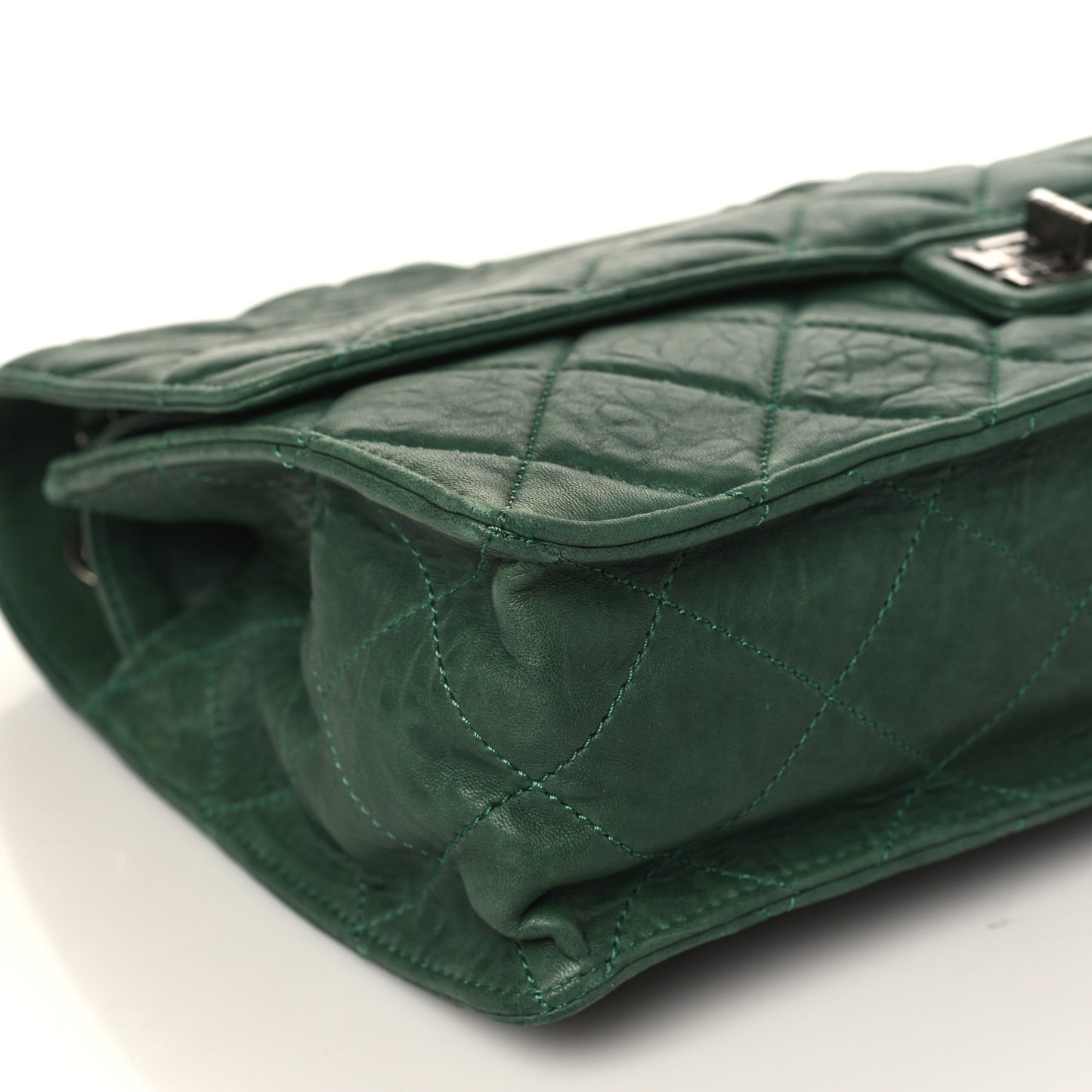 Washed Lambskin Quilted Maxi Take Away Flap Green
