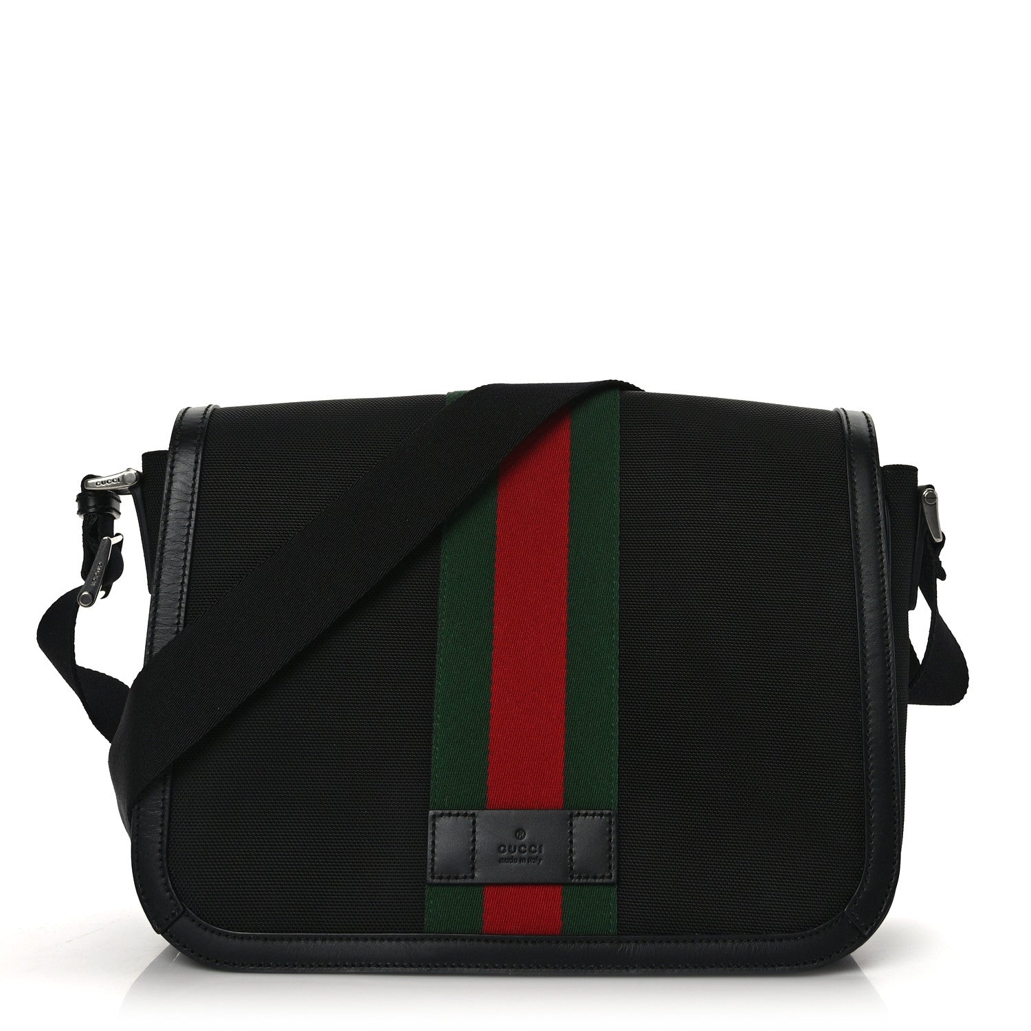 Gucci Techno Canvas Web Flap Messenger Bag Black 1 of 9
