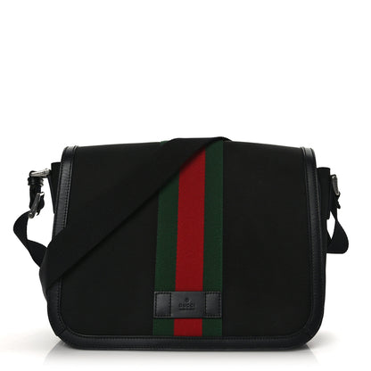 Gucci Techno Canvas Web Flap Messenger Bag Black 1 of 9