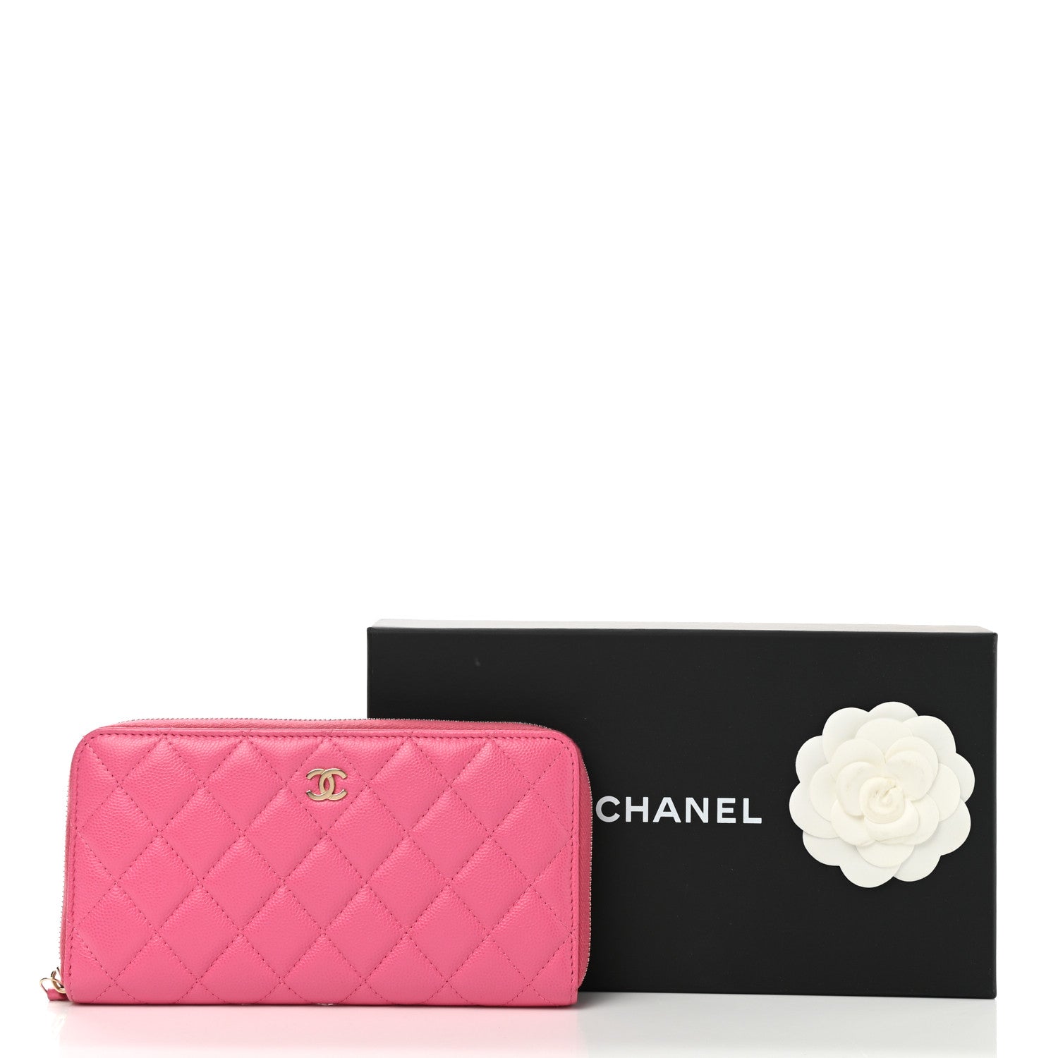 Chanel Caviar Quilted Large Gusset Zip Around Wallet Pink 9 of 9
