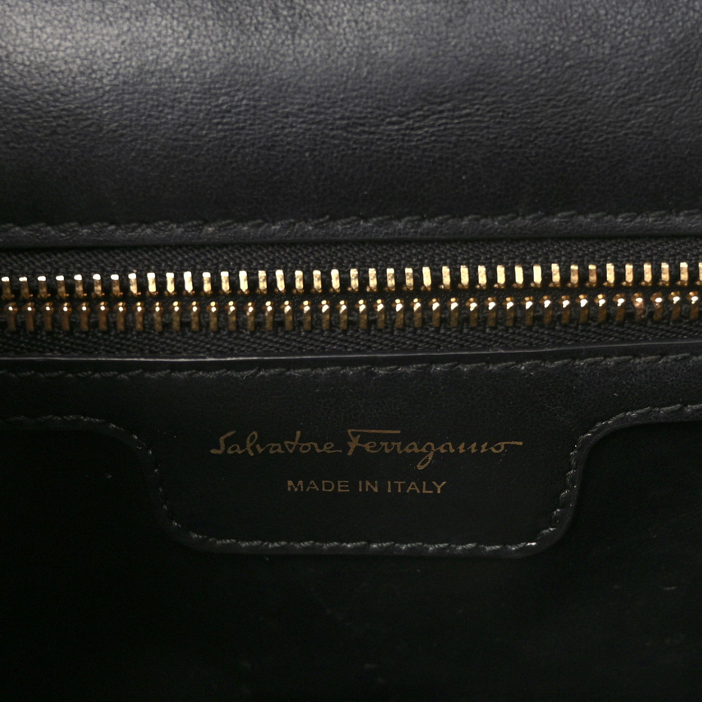 Calfskin Quilted Gancini Flap Bag Black