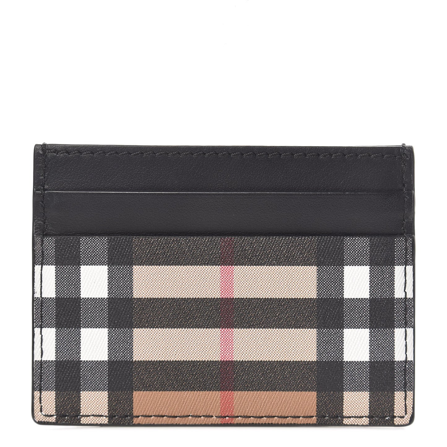Vintage Check Calfskin Card Case Black