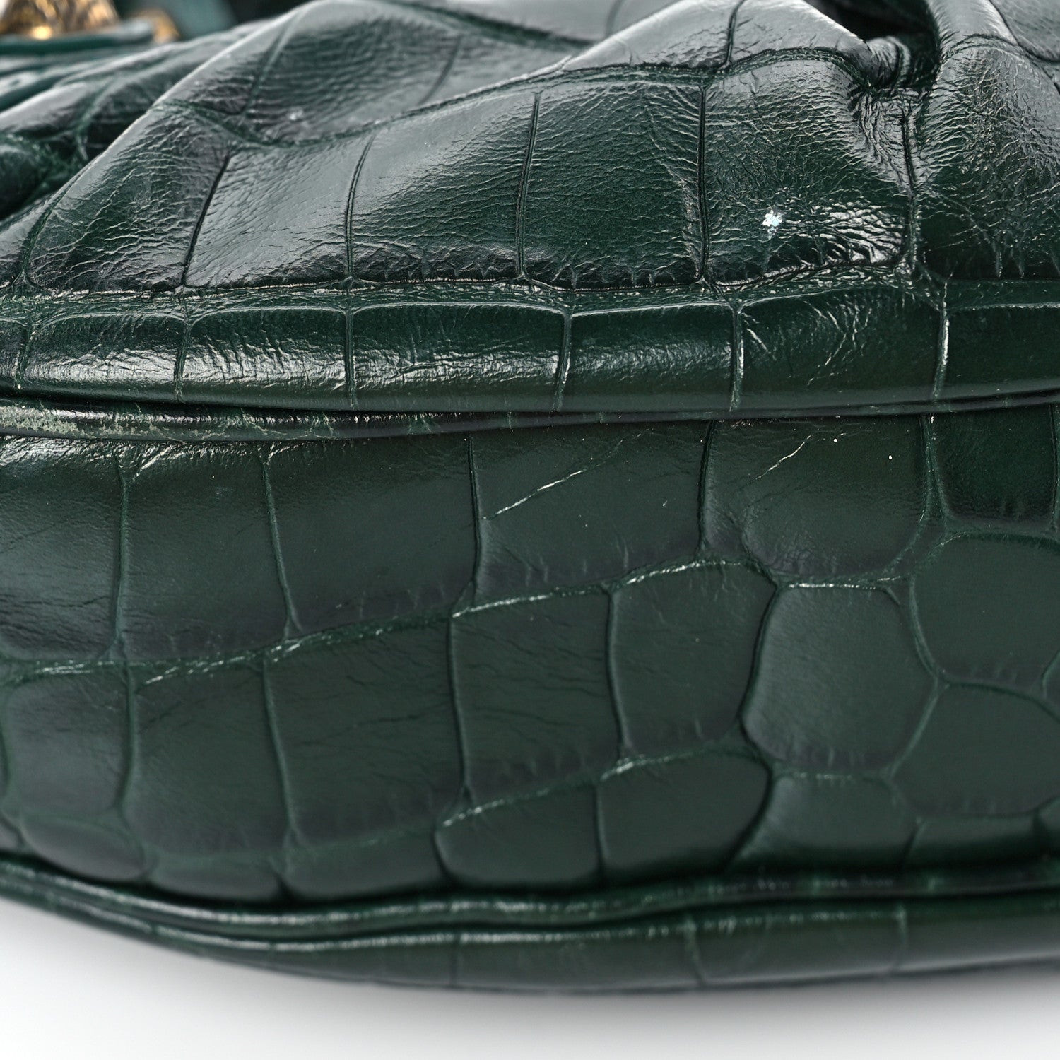 Balenciaga Extra Supple Calfskin Crocodile Embossed Le Cagole Shoulder Bag XS Forest Green 8 of 12