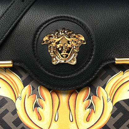 Versace X FENDI Grained Calfskin Fendace La Medusa Medium Top Handle Bag Black Multicolor 7 of 9