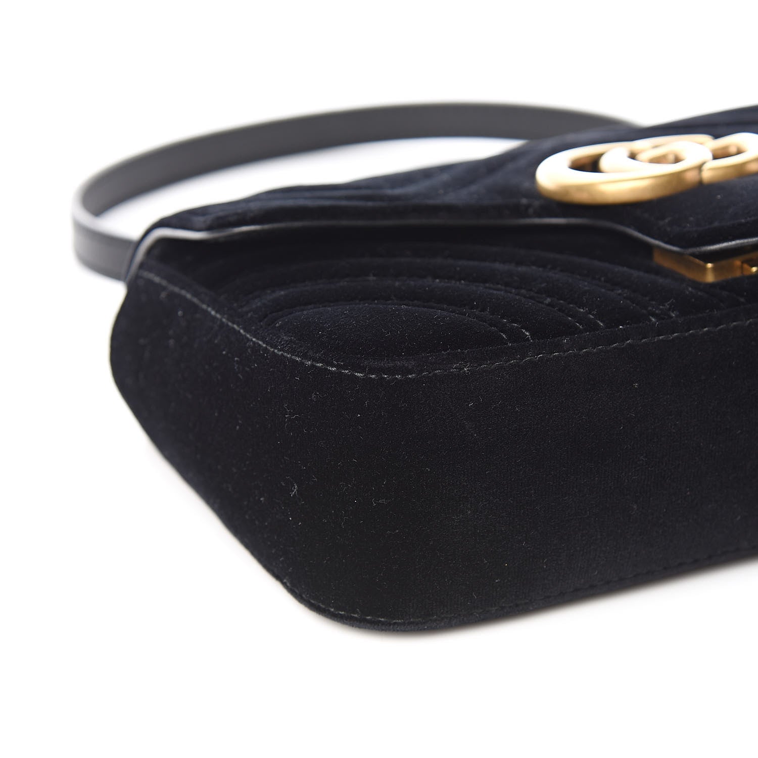 Gucci Velvet Matelasse Mini GG Marmont Shoulder Bag Black 8 of 11