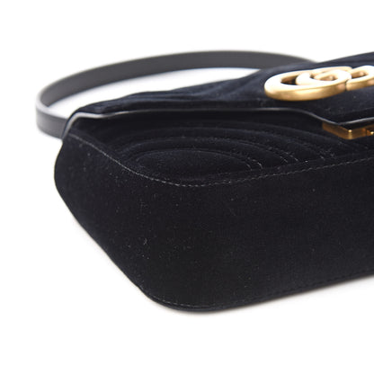 Gucci Velvet Matelasse Mini GG Marmont Shoulder Bag Black 8 of 11