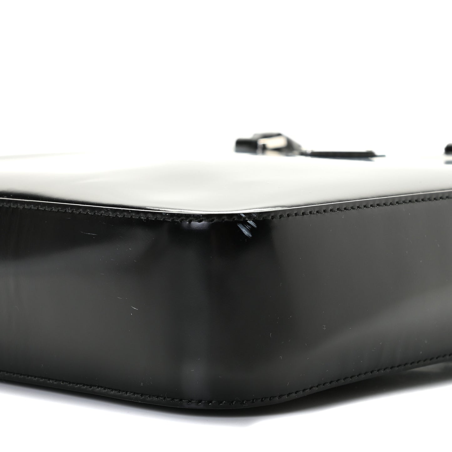 Spazzolato Metal Triangle Logo Double Handle Crossbody Tote Black