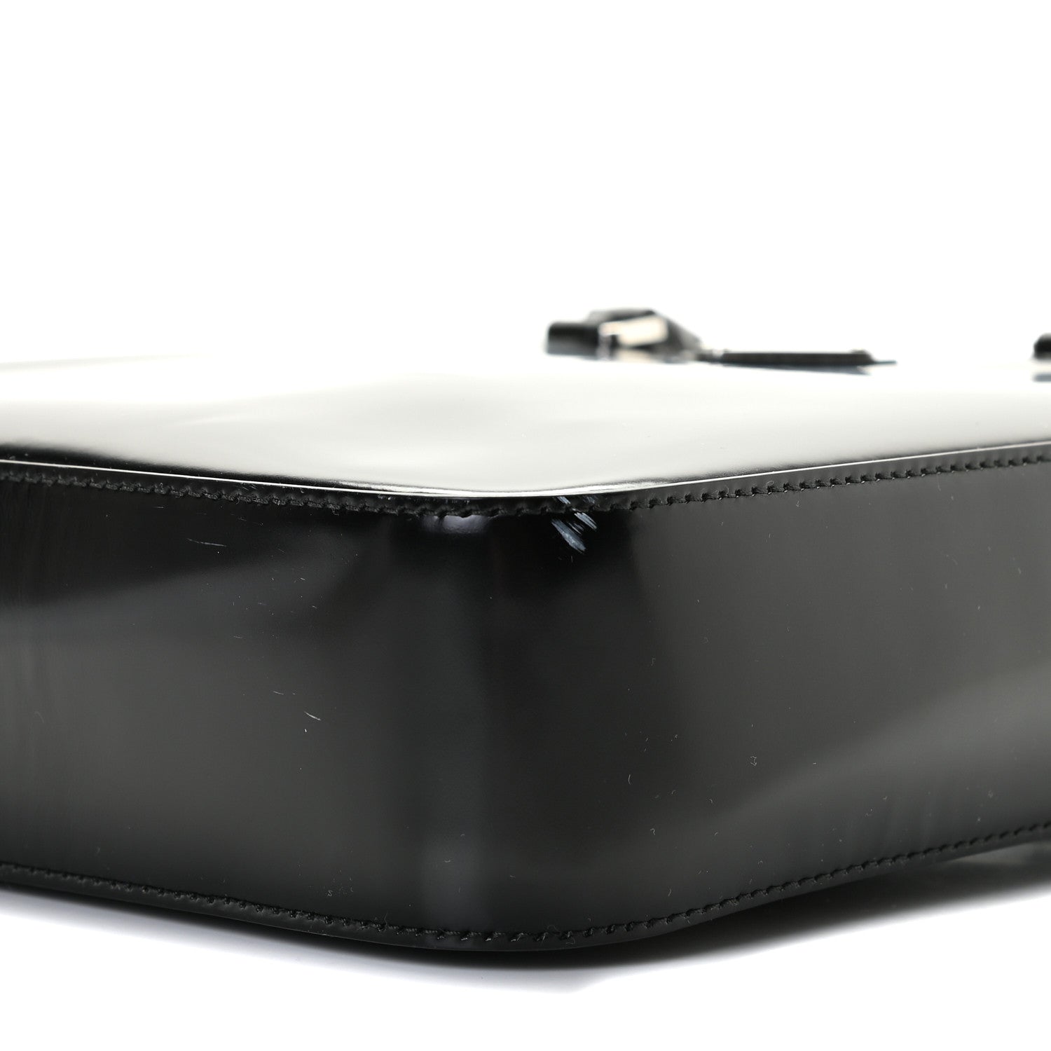 Prada Spazzolato Metal Triangle Logo Double Handle Crossbody Tote Black 9 of 10