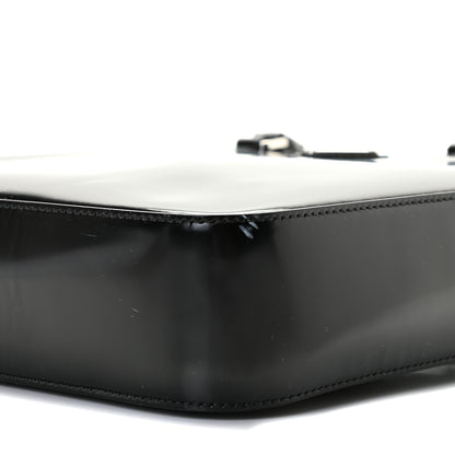 Prada Spazzolato Metal Triangle Logo Double Handle Crossbody Tote Black 9 of 10