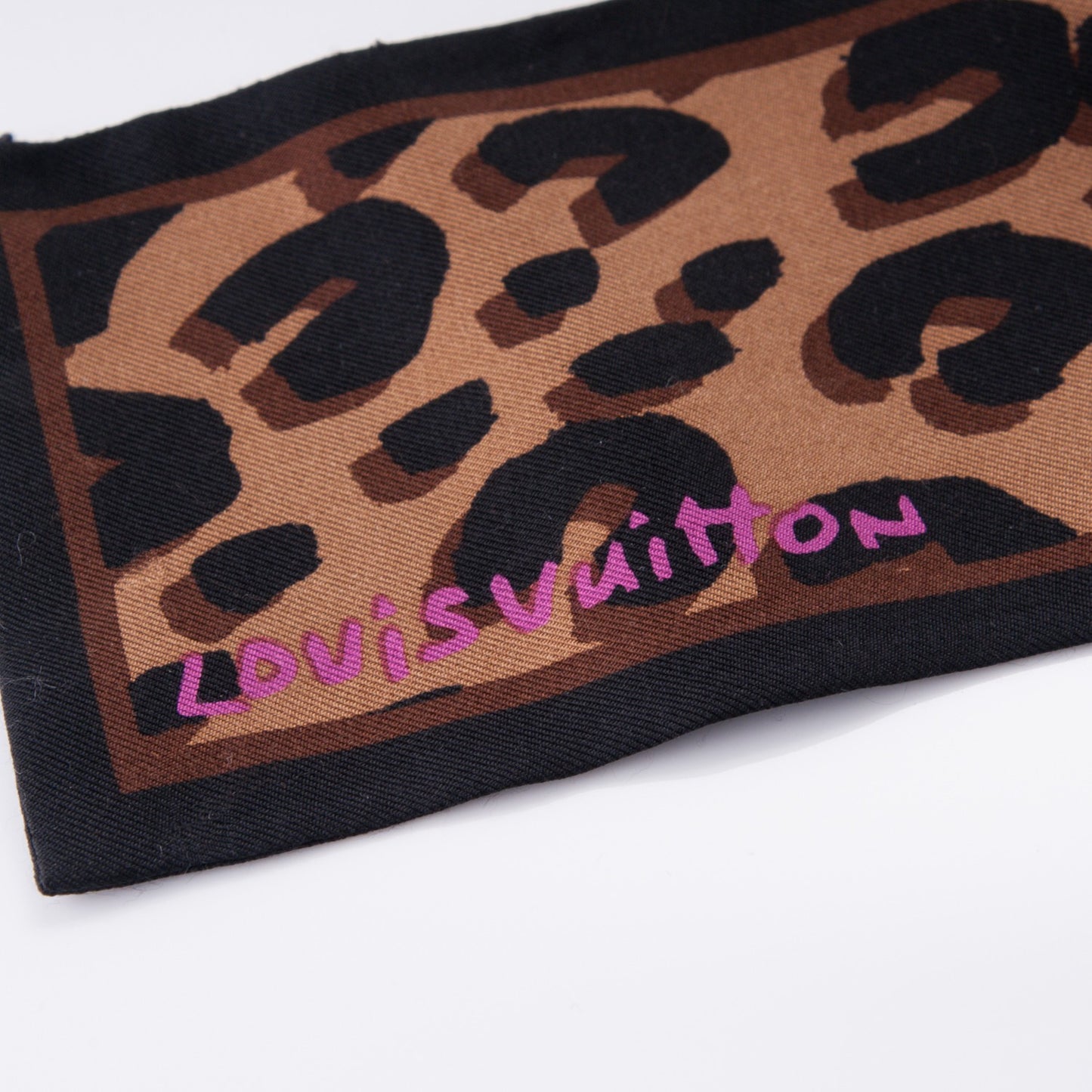 Silk Leopard Bandeau Scarf Marron