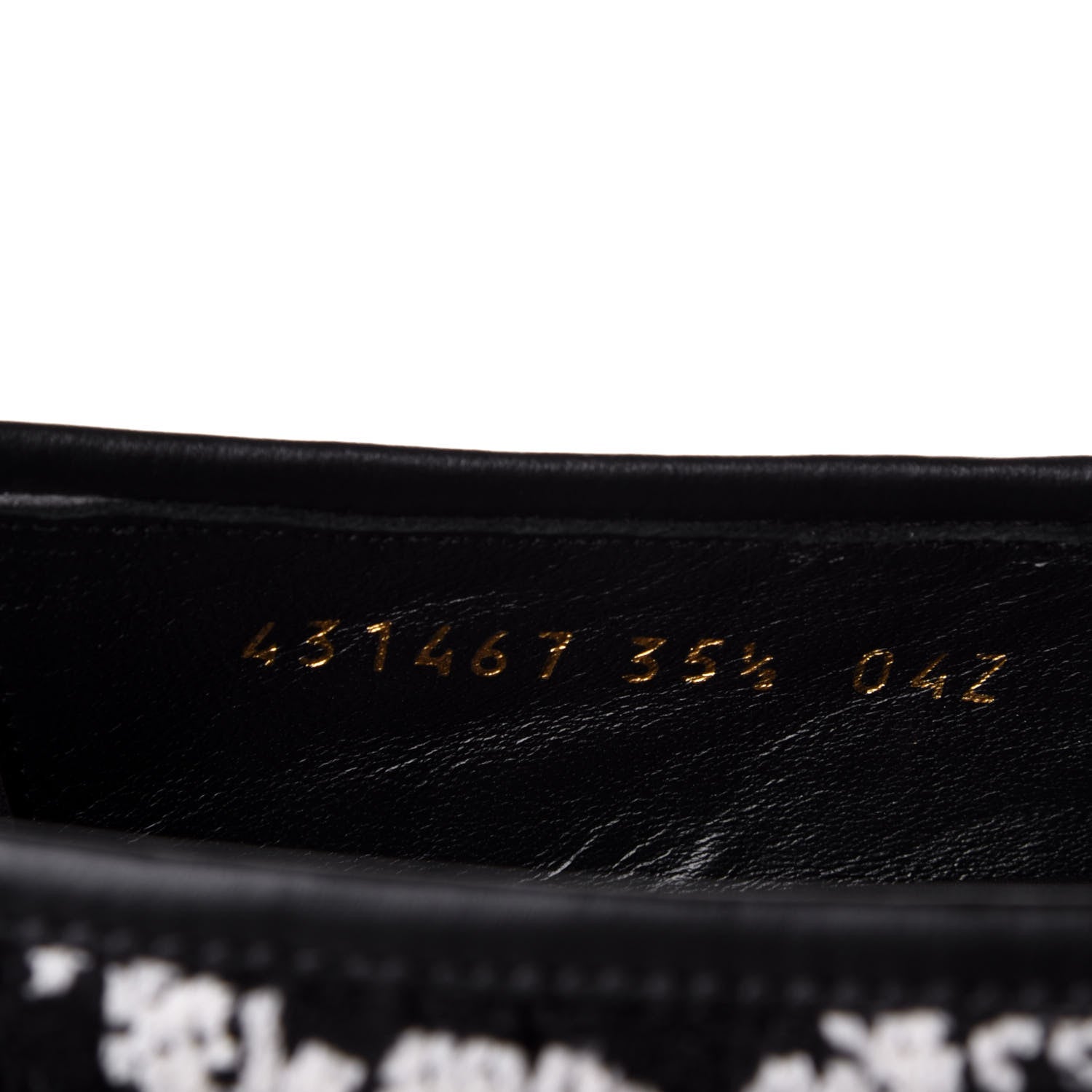 Gucci Tweed GG Monogram Horsebit Womens Jordaan Loafers 35.5 Black Natural 10 of 11