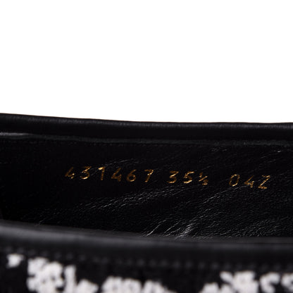 Gucci Tweed GG Monogram Horsebit Womens Jordaan Loafers 35.5 Black Natural 10 of 11