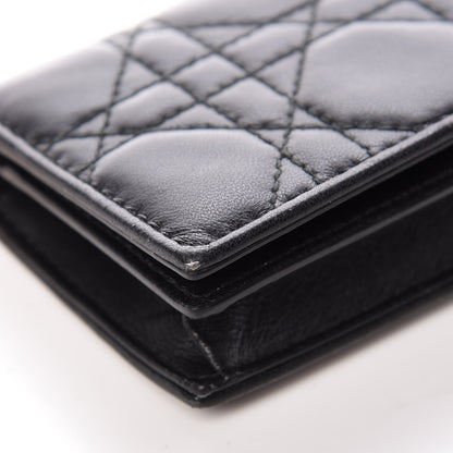 Christian Dior Lambskin Cannage Small Lady Dior Flap Card Holder Black 8 of 12
