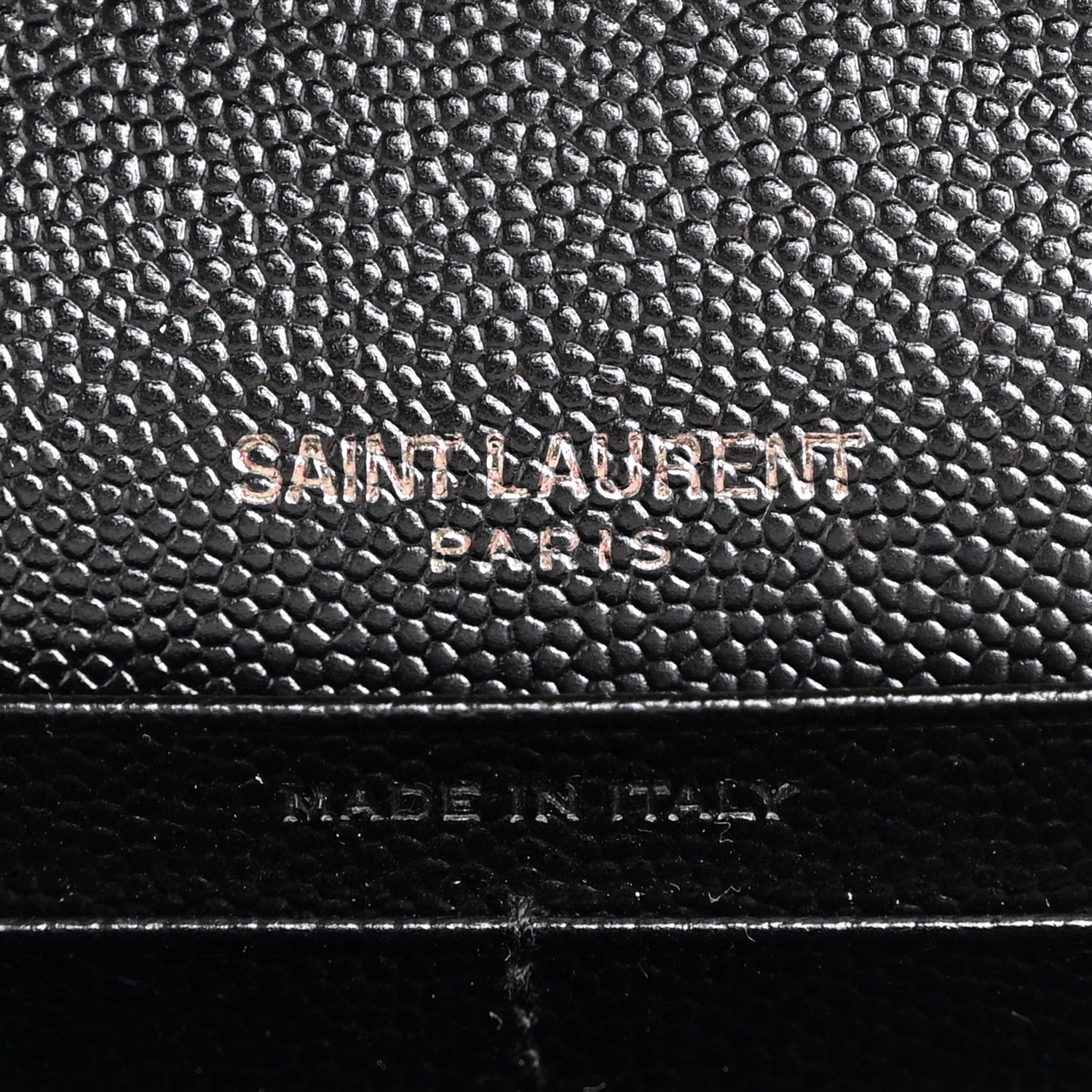 Saint Laurent Grain De Poudre Matelasse Chevron Monogram Monochrome Chain Wallet Black 6 of 10