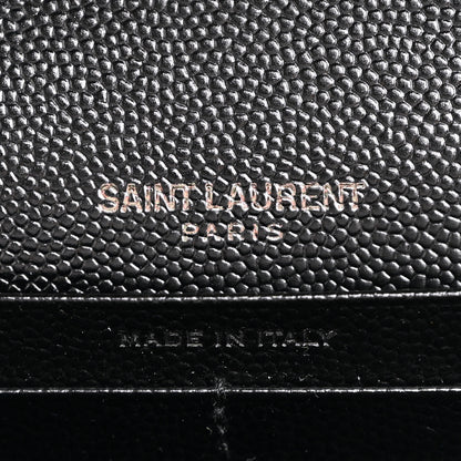 Saint Laurent Grain De Poudre Matelasse Chevron Monogram Monochrome Chain Wallet Black 6 of 10