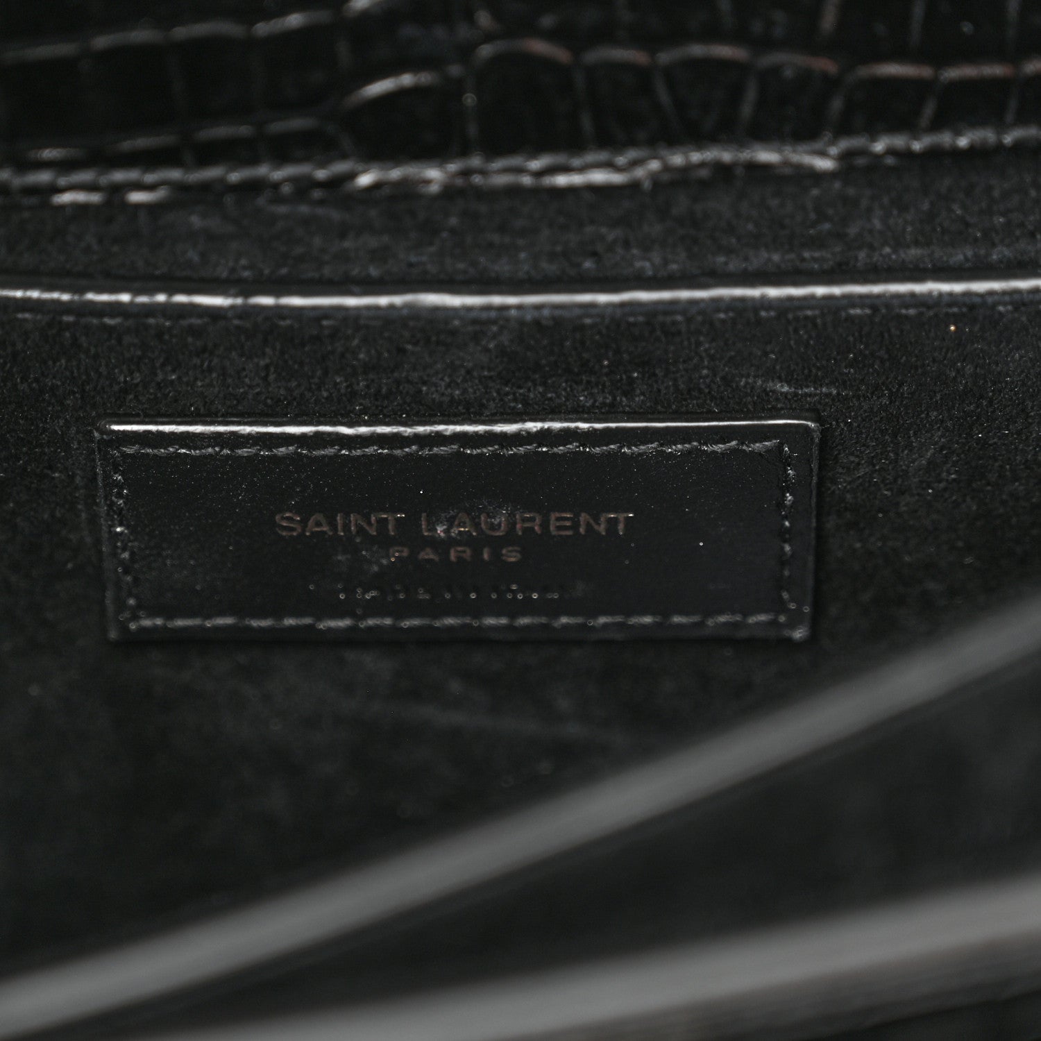 Saint Laurent Calfskin Crocodile Embossed Medium Monochrome Monogram Sunset Black 6 of 14