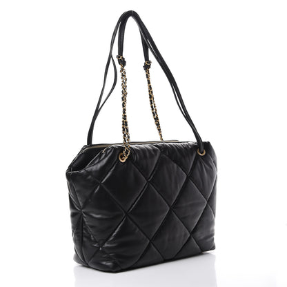 Chanel Lambskin Quilted Large Bowling Bag Black 2 of 12