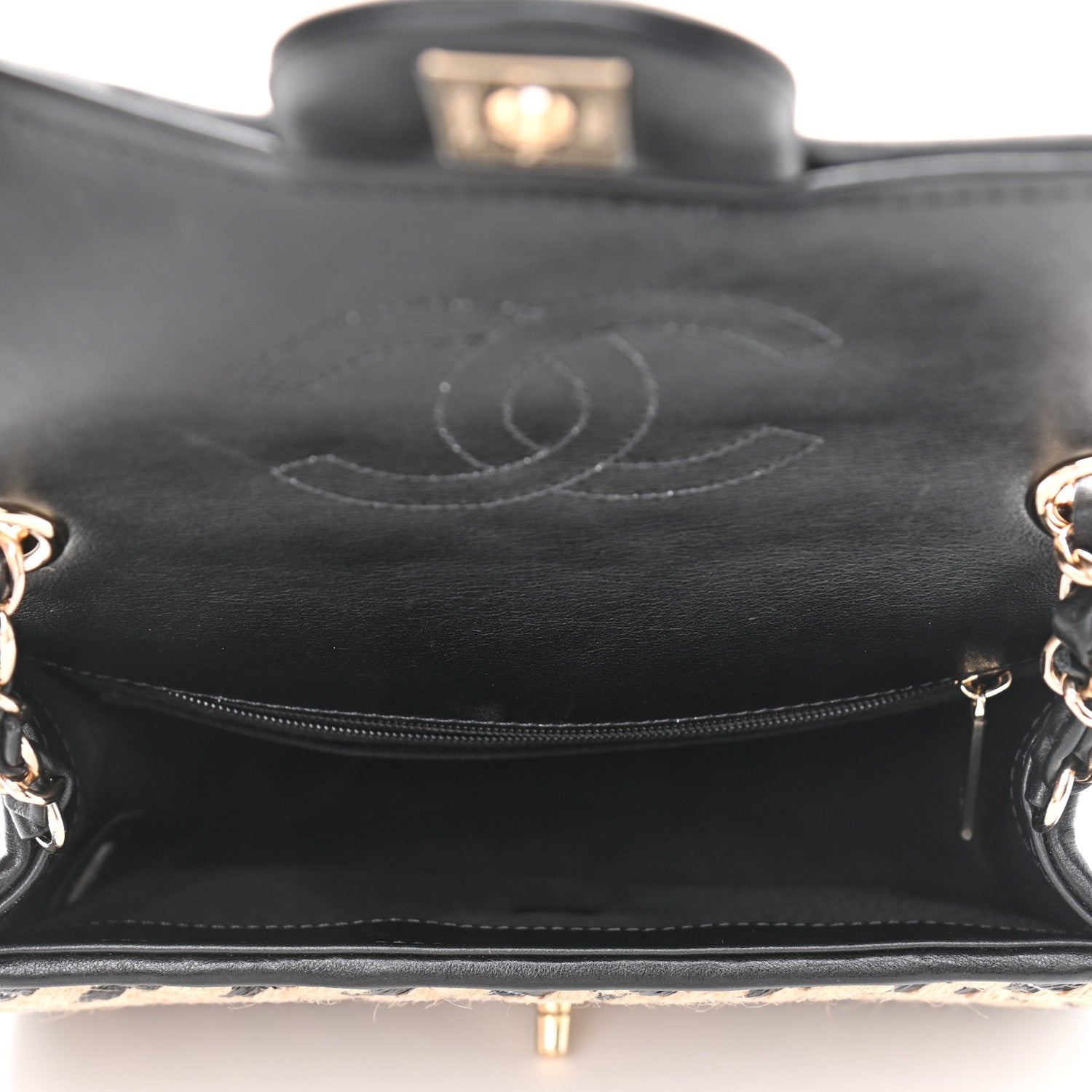Chanel Raffia Jute Striped Small Urban Jungle Single Flap Black Beige 5 of 11